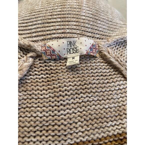 Pink Rose Cardigan Sweater Fair Isle SZM Brown Multicolor Pockets Comfortcore - Picture 6 of 9